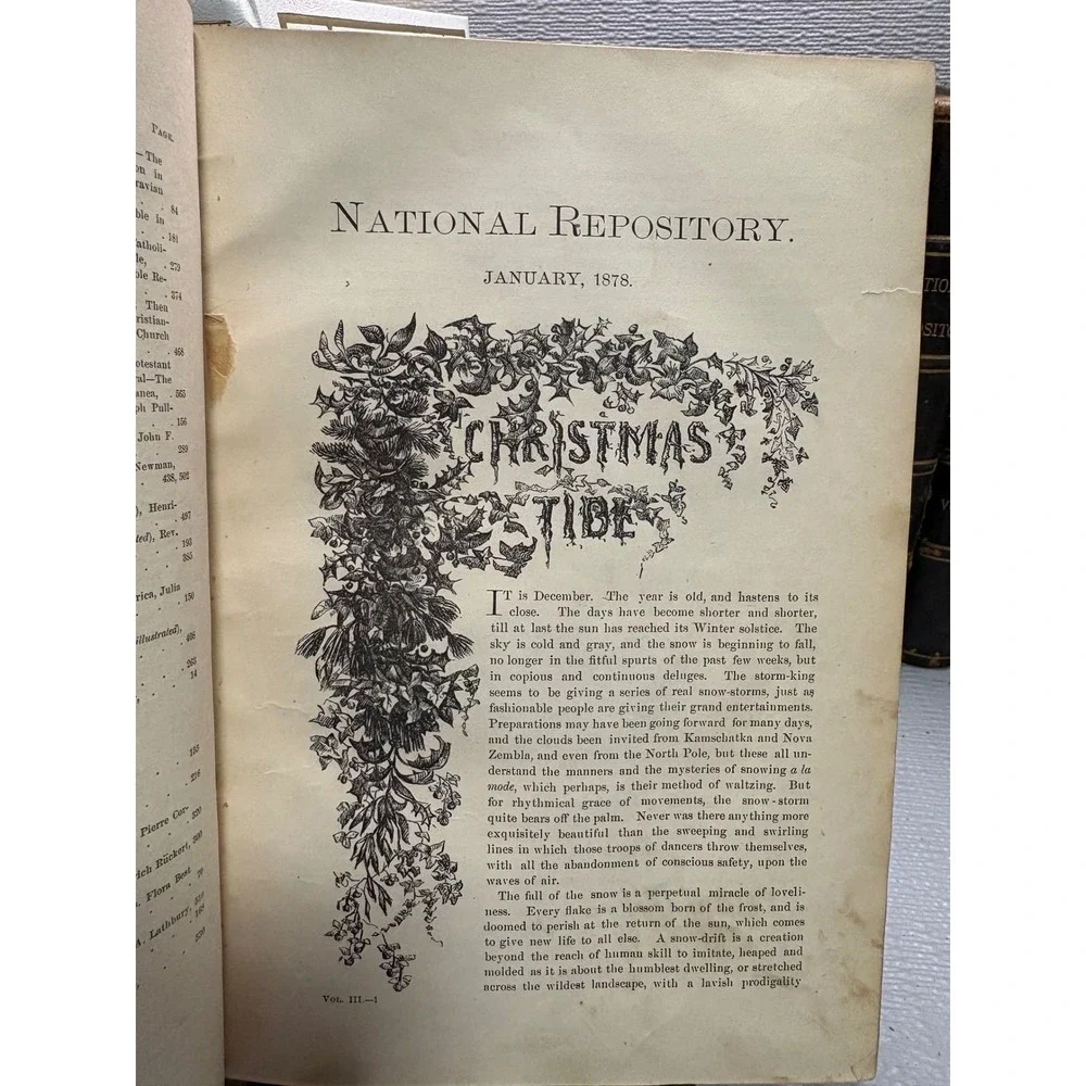 Antique 1878 National‎ Repository Vol III Leather Bound Religious Literature Art